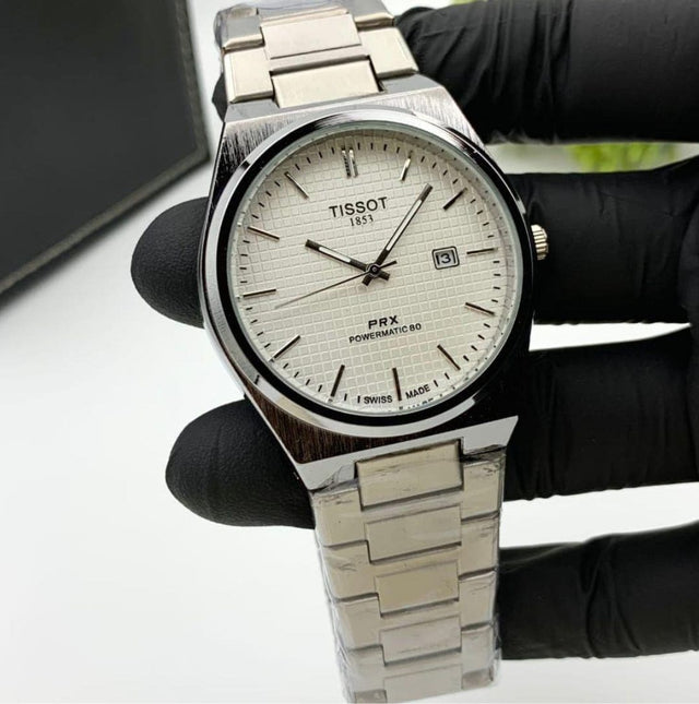 TISSOT PRX White dial with silver chain