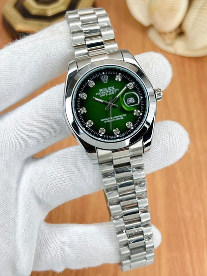 Rolex Silver With Green dial SEMI AUTO